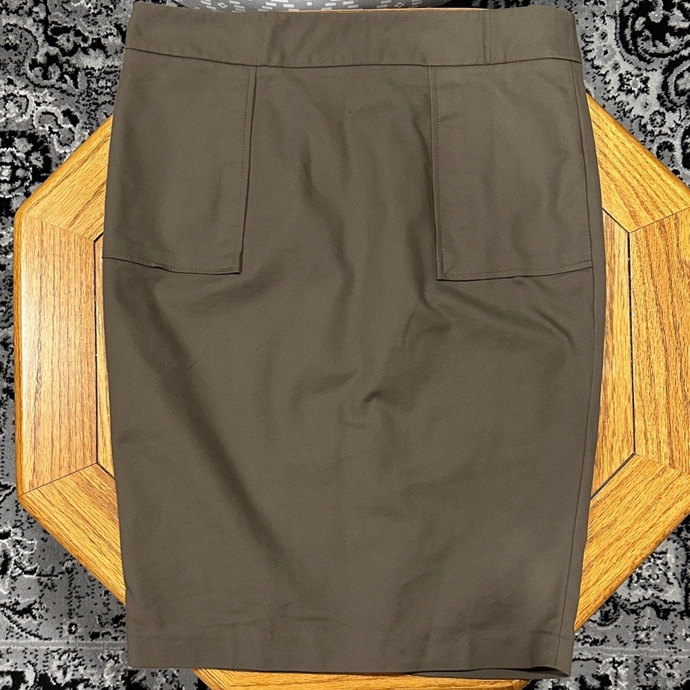 *ZARA* Basic Tan Brown Pencil Skirt Piped Pockets Size XL